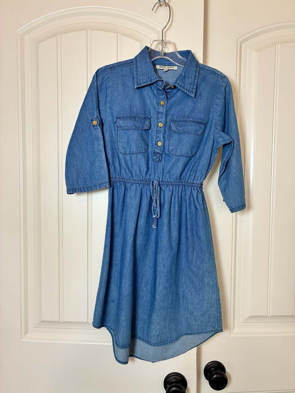 Speed Limit Mph Women's Denim Chambray Utility Shirt Dress Size 8